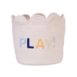 Basket 35x35x35cm Flower off white