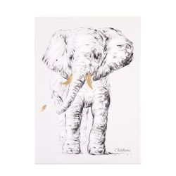 Schilderij - Olifant + Goud - 30x40 Cm