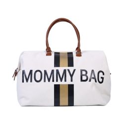 Mommy Bag ® Sac A Langer - Ecru Rayures Noir/Or