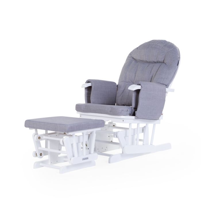 Gliding Chair Round With Footrest - Wood Canvas - Grey