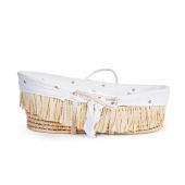 Couffin Moise + Poignées + Matelas - Epi De Maïs Moux + Raffia - Naturel + Habillage Jersey Hearts