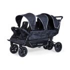 Sixseater Kinderwagen - 6 Kinderen + Regenhoes + Zonnekappen - Zwart