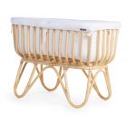 Rattan cradle rectangular + cover offwhite