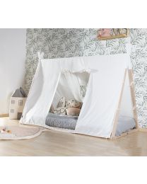 Lit Tipi Junior - 90x200 Cm - Bois - Naturel Blanc