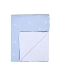 Babydeken - 80x100 Cm - Tetra Bloemetjes - Lichtblauw