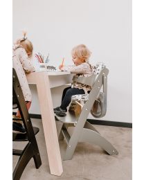Lambda 3 Baby High Chair + Feeding Tray - Wood - Stone Grey