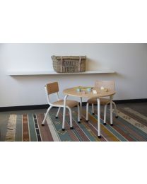 Small Round Children's Table - Metal Wood - Natural White