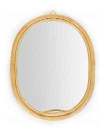 Oval Mirror With Hook - Rattan - 32x35 Cm