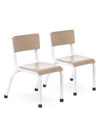 Child Chairs - Metal Wood - Natural White - 2 Pcs