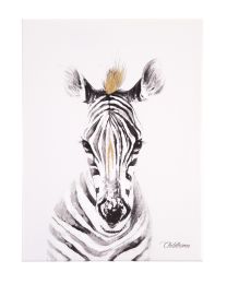 Oil Painting - Zebra + Gold - 30x40 Cm