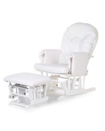 Gliding Chair Round With Footrest - PU Leather Pvc Polyester - White
