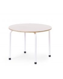 Small Round Children's Table - Metal Wood - Natural White
