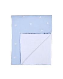 Baby Blanket - 80x100 Cm - Muslin Flower-  Blue