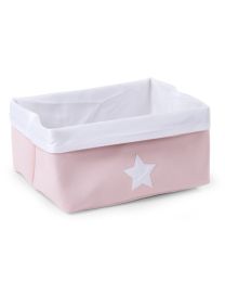 Storage Basket - 40x30x20 Cm - Canvas - Soft Pink White