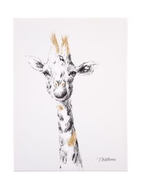 Schilderij - Giraf + Goud - 30x40 Cm