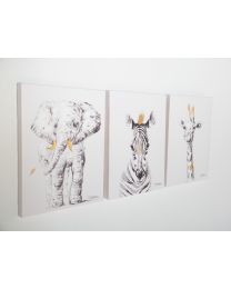 Schilderij - Zebra + Goud - 30x40 Cm