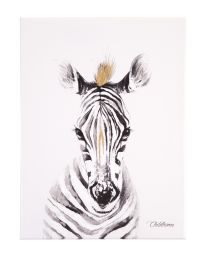 Ölgemälde - Zebra + Gold - 30x40 Cm