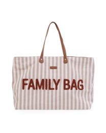 Family Bag Nursery Bag  - Stripes - Nude/Terracotta