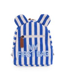 My First Bag Children's Backpack  - Stripes - Electric Blue/Light Blue