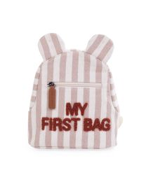 My First Bag Children's Backpack  - Stripes - Nude/Terracotta