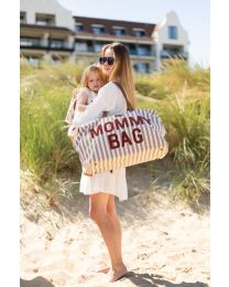 Mommy Bag ® Wickeltasche - Streifen  - Nude/Terracotta