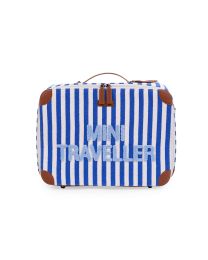 Mini Traveller Kids Suitcase - Stripes - Electric Blue/Light Blue