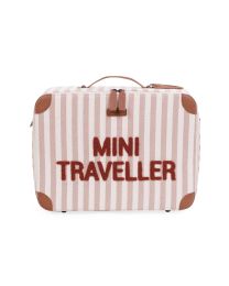 Mini Traveller Kids Kinderkoffer  - Stripes - Nude/Terracotta