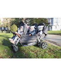 Sixseater Stroller With Auto Brake + Rain Cover + Sun Canopies - Anthracite