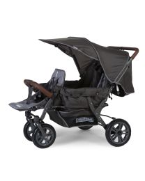 Triplet Stroller + Rain Cover + Sun Canopy - Steel + Tedelon - Anthracite