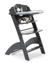 Lambda 3 Baby High Chair + Feeding Tray - Wood - Anthracite