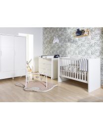 Quadro White - Kids Wardrobe - 3 Doors + 2 Drawers