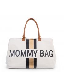 Mommy Bag Verzorgingstas - Ecru Strepen Zwart/Goud