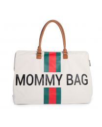 Mommy Bag Verzorgingstas - Ecru Strepen Groen/Rood