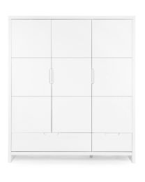 Quadro White - Kids Wardrobe - 3 Doors + 2 Drawers