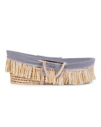 Moses Basket + Handles + Mattress - Soft Corn Husk + Raffia  - Natural + Jersey Cover Grey