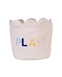 Basket 35x35x35cm Flower off white