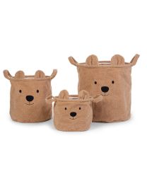 Set of Teddy baskets 3pcs brown