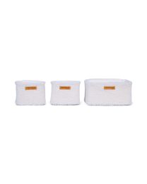 Set Of 3 Hanging Storage Baskets - 21x14x10 Cm + 14x10x10 Cm -Teddy Off white