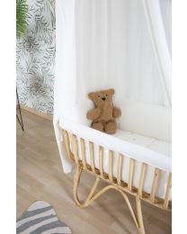 Rattan cradle rectangular + cover offwhite