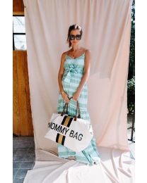 Mommy Bag ® Wickeltasche - Cremefarben Streifen Schwarz/Gold