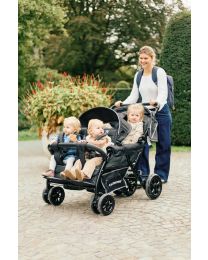 Quadruple Stroller - 4 Children - Black + Rain Cover + Sun Canopies