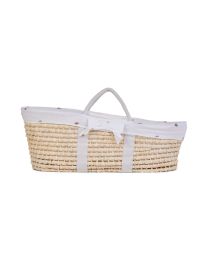 Moses Basket - Natural + Jersey Cover Hearts
